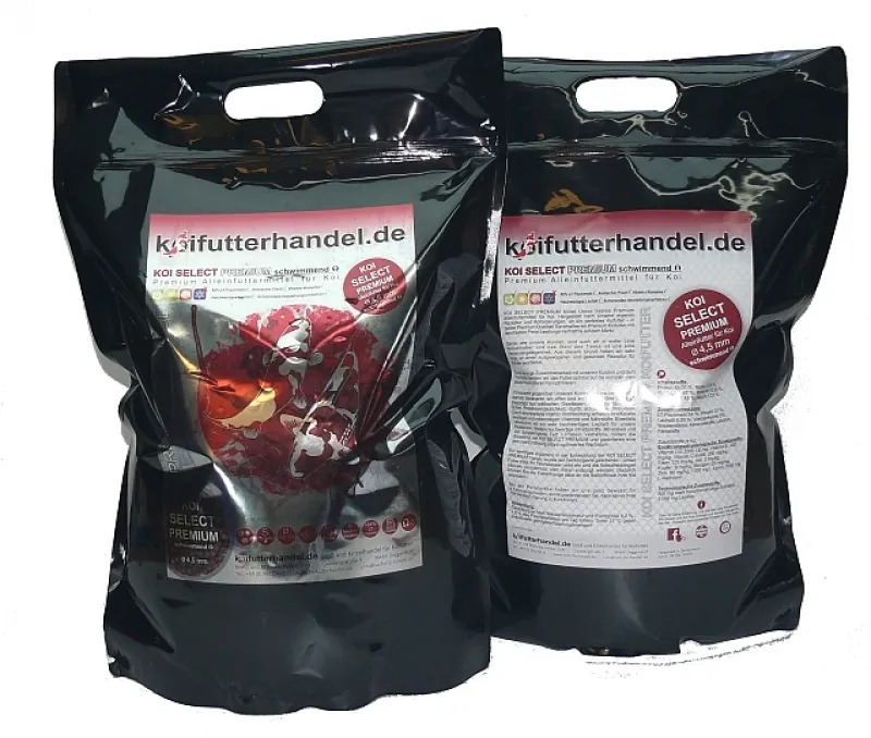 Koi Select Premium Verpackung vorne und hinten Koi Select Premium Verpackung vorne und hinten