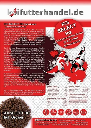 Koifutter Koi Select HG - www.koifutterhandel.de Koifuttershop